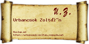 Urbancsok Zoltán névjegykártya